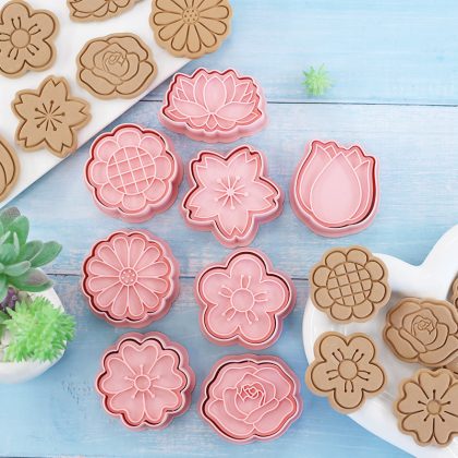 Flower Shape Cookie Cutters 3D Plastic Biscuit Mold
